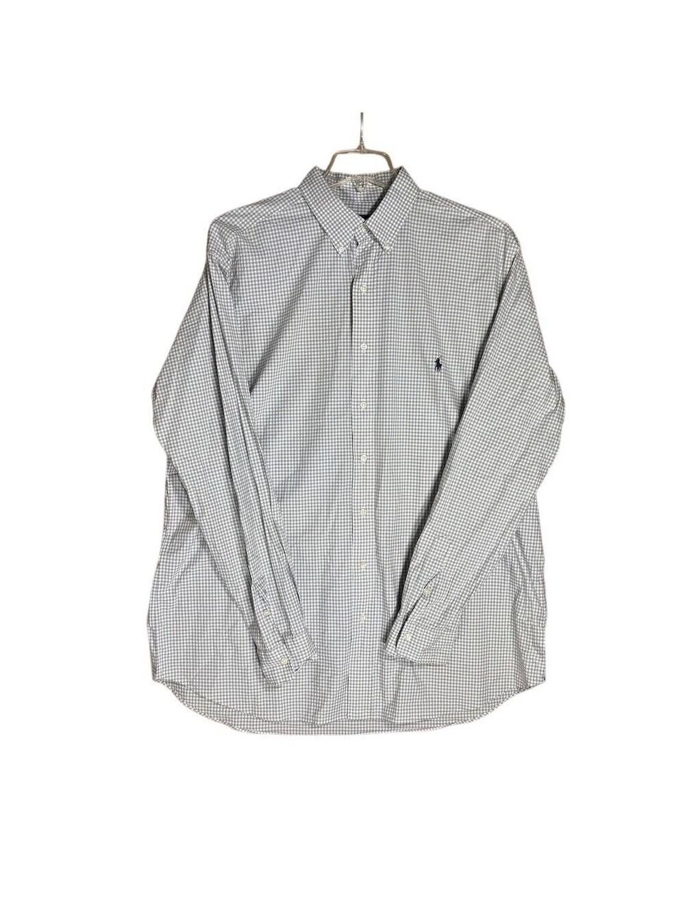 Polo Ralph Lauren Shirt Mens XLT Gray Gingham Check Button Down Long